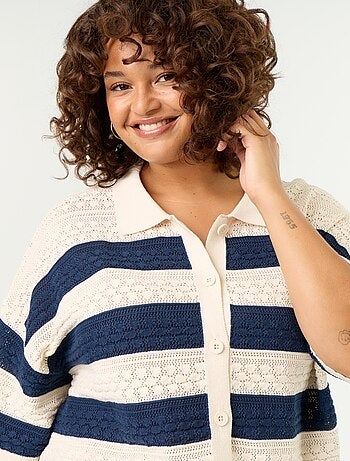 Camicia a maniche corte in maglia all'uncinetto