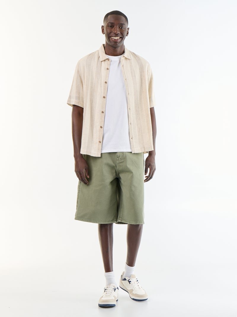 Camicia a maniche corte in maglia all'uncinetto Beige - Kiabi