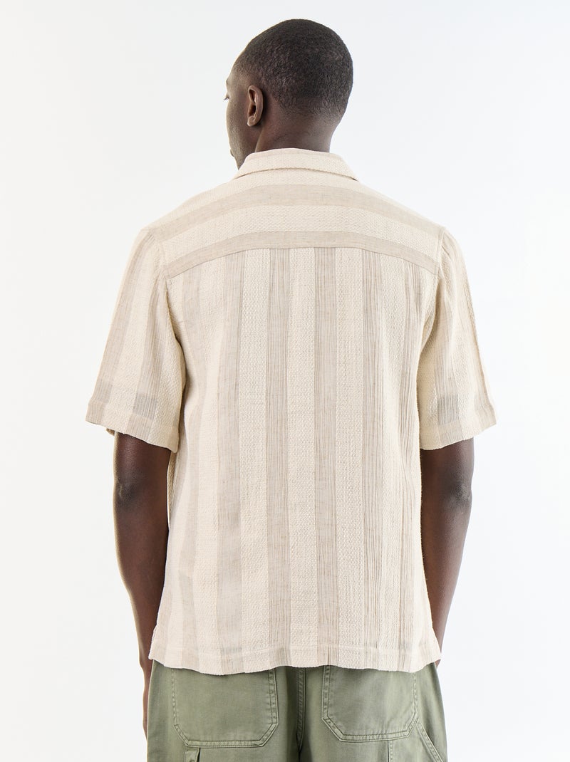 Camicia a maniche corte in maglia all'uncinetto Beige - Kiabi