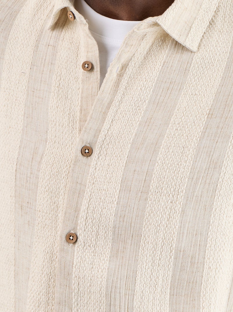 Camicia a maniche corte in maglia all'uncinetto Beige - Kiabi