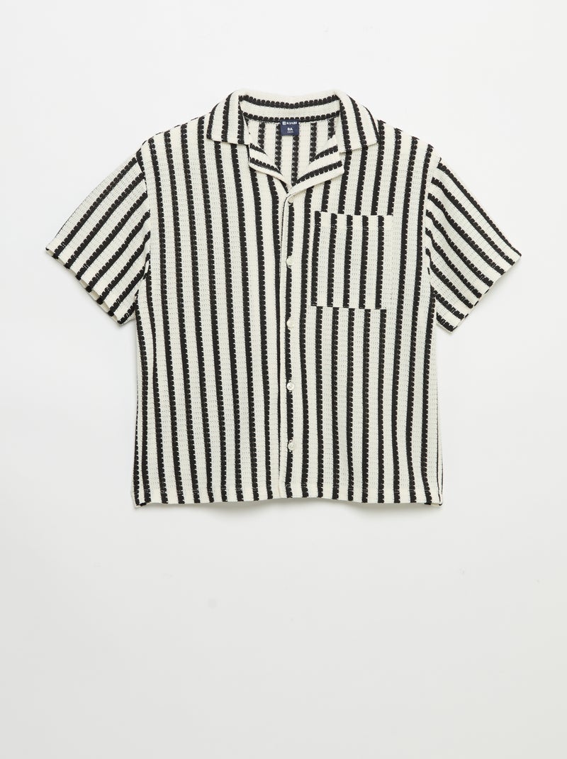 Camicia a maniche corte in maglia all'uncinetto Nero - Kiabi