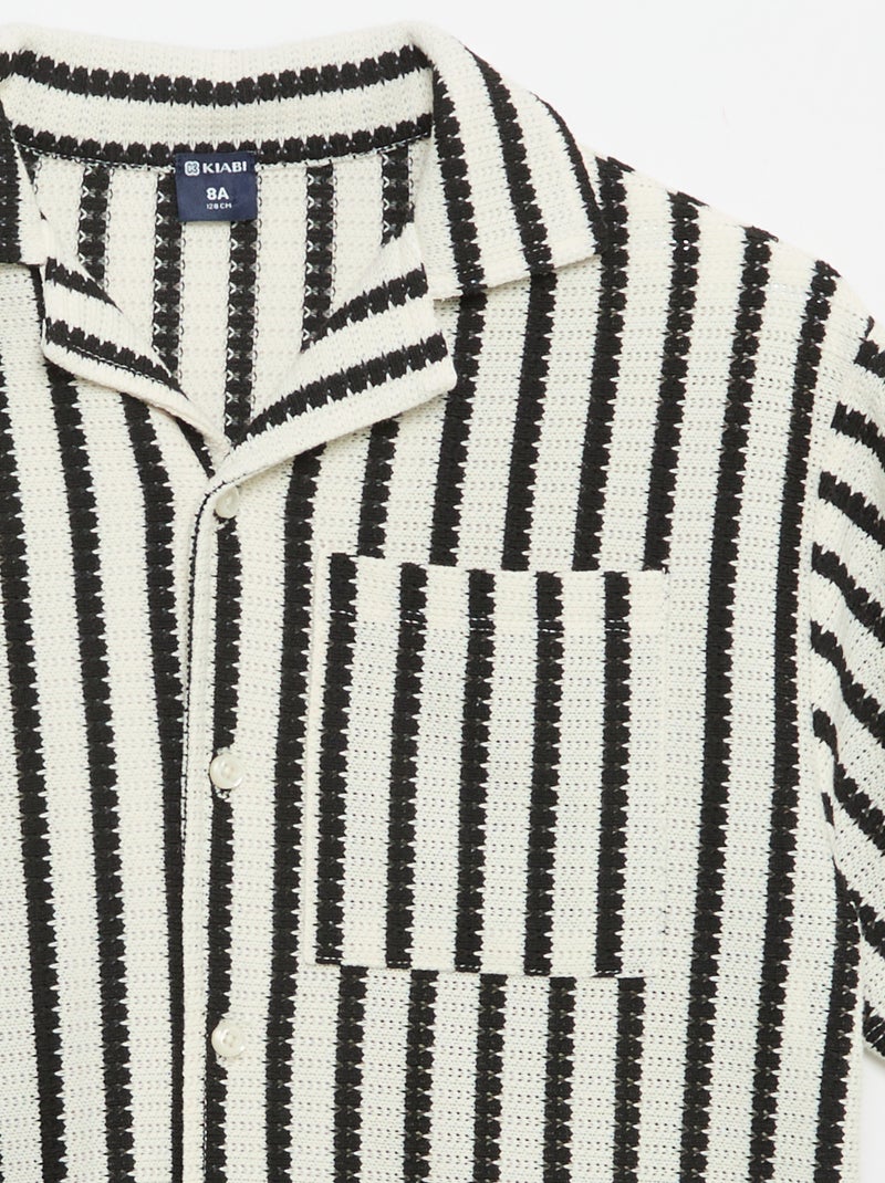 Camicia a maniche corte in maglia all'uncinetto Nero - Kiabi