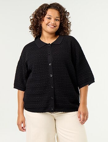 Camicia a maniche corte in maglia all'uncinetto