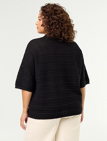 Camicia a maniche corte in maglia all'uncinetto