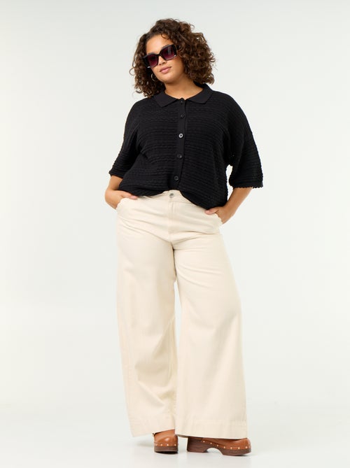 Camicia a maniche corte in maglia all'uncinetto - Kiabi