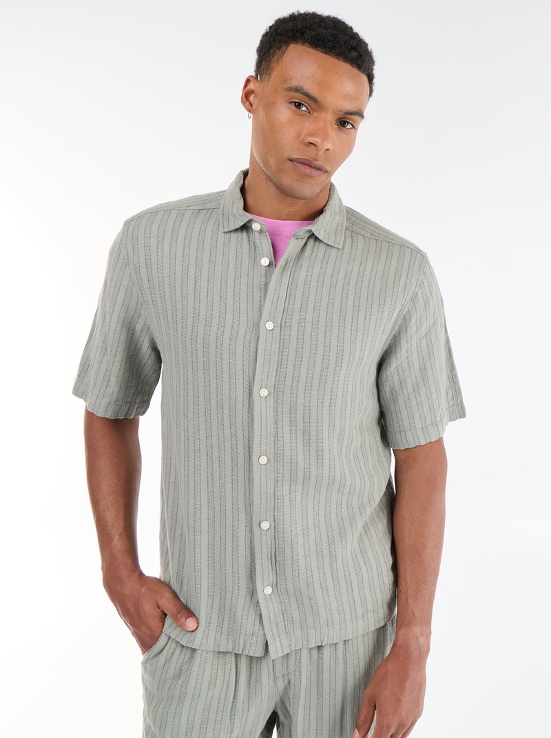 Camicia a maniche corte in maglia all'uncinetto Verde - Kiabi