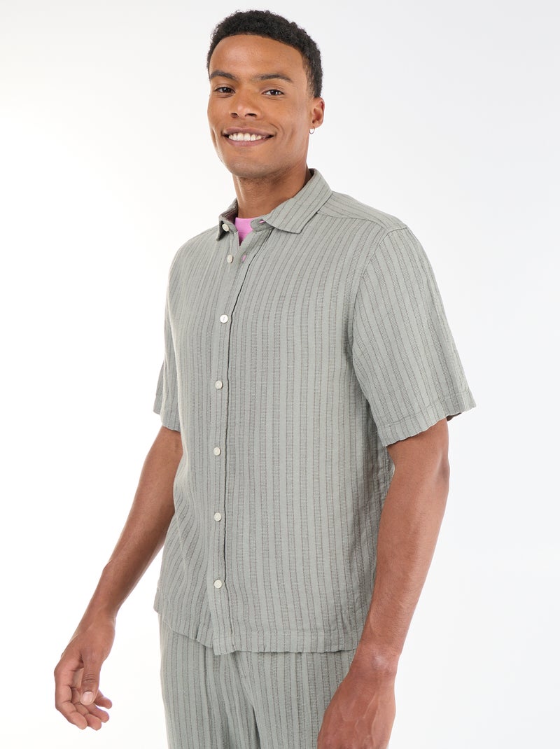 Camicia a maniche corte in maglia all'uncinetto Verde - Kiabi