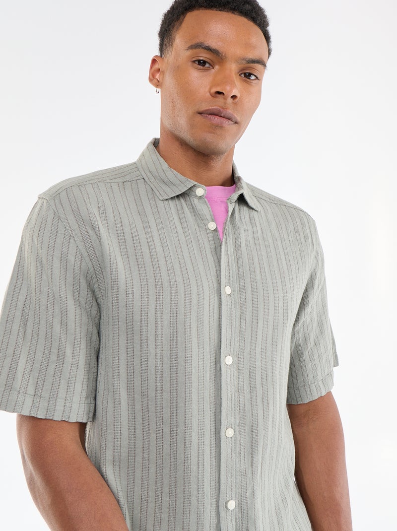 Camicia a maniche corte in maglia all'uncinetto Verde - Kiabi