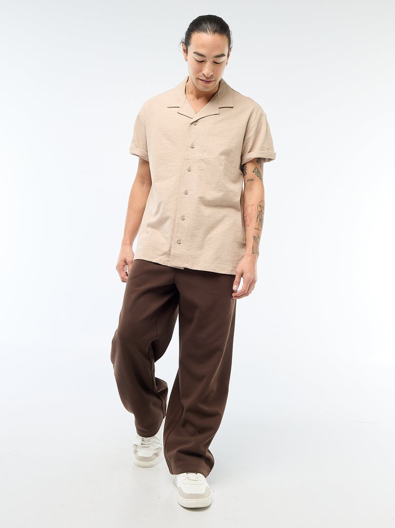 Camicia a maniche corte in maglia Beige - Kiabi