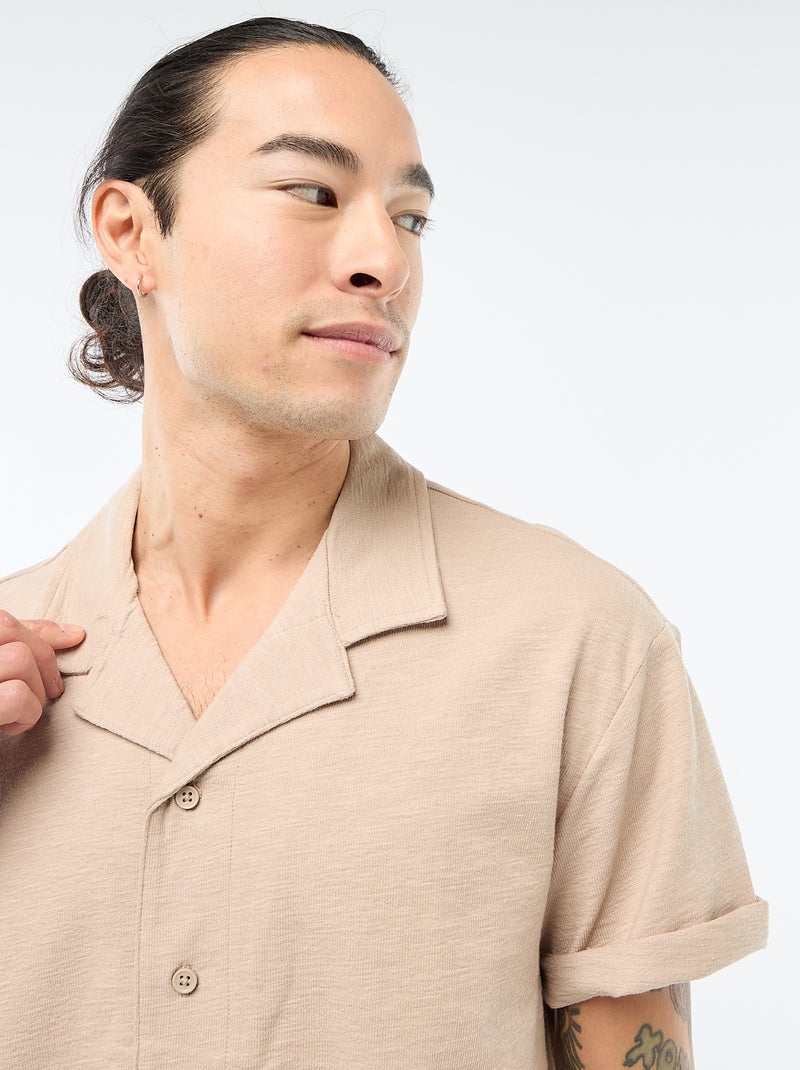 Camicia a maniche corte in maglia Beige - Kiabi