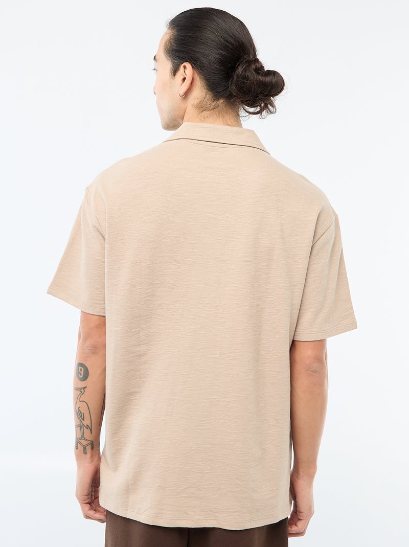 Camicia a maniche corte in maglia Beige - Kiabi