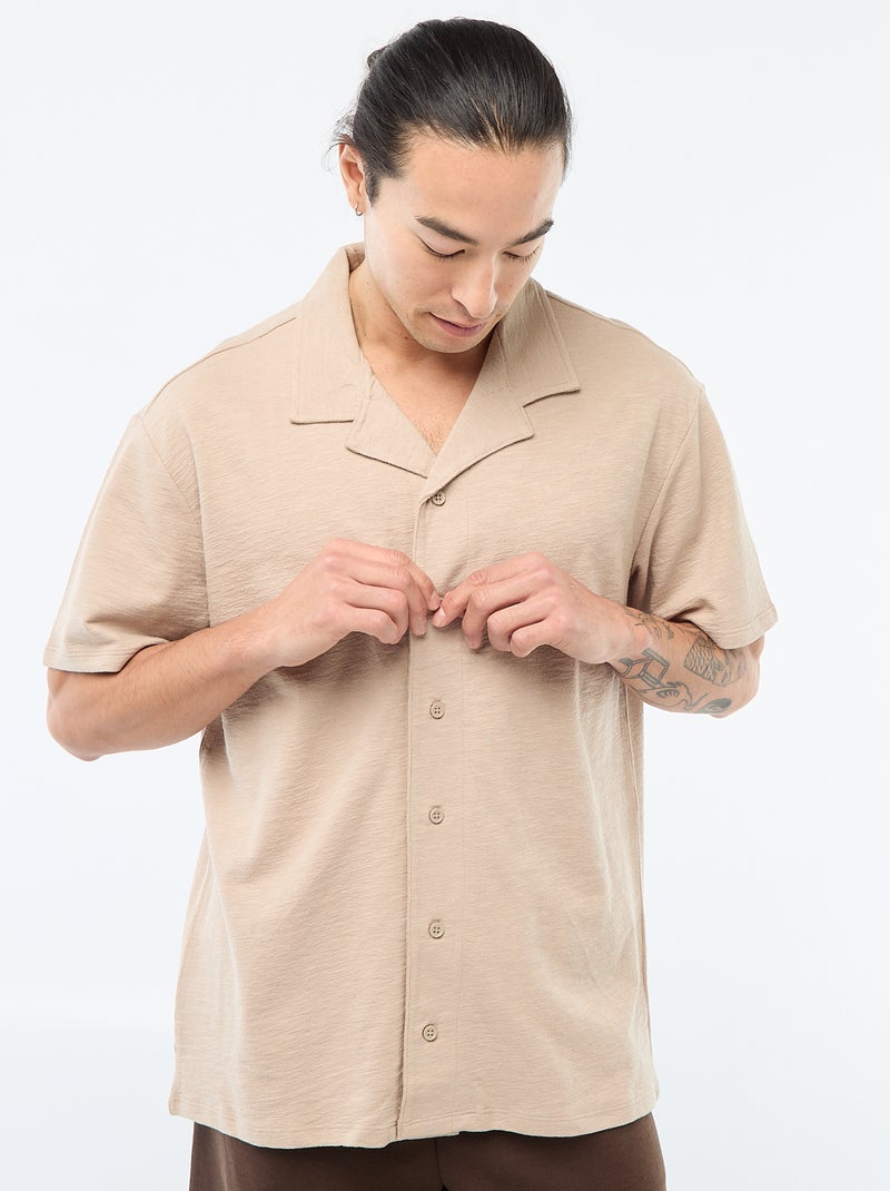 Camicia a maniche corte in maglia Beige - Kiabi