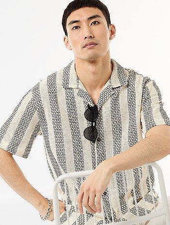 Camicia a maniche corte in maglia crochet