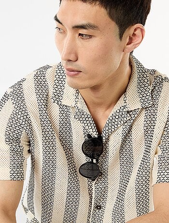 Camicia a maniche corte in maglia crochet