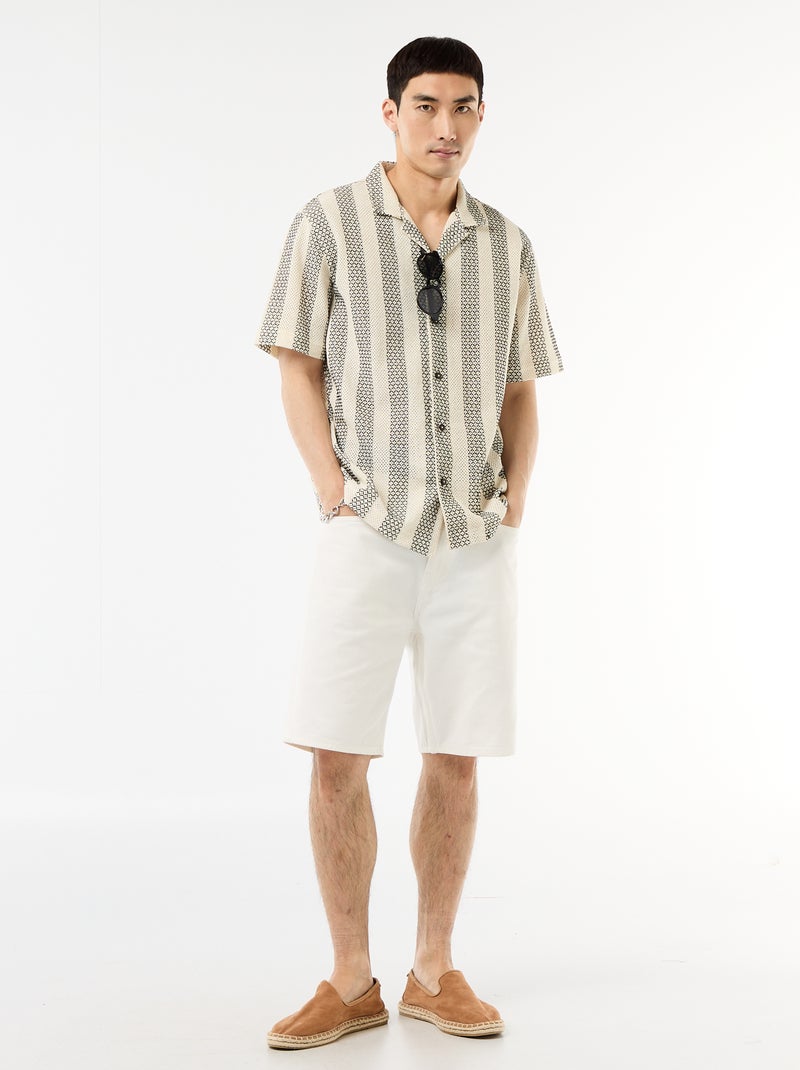 Camicia a maniche corte in maglia crochet Bianco - Kiabi