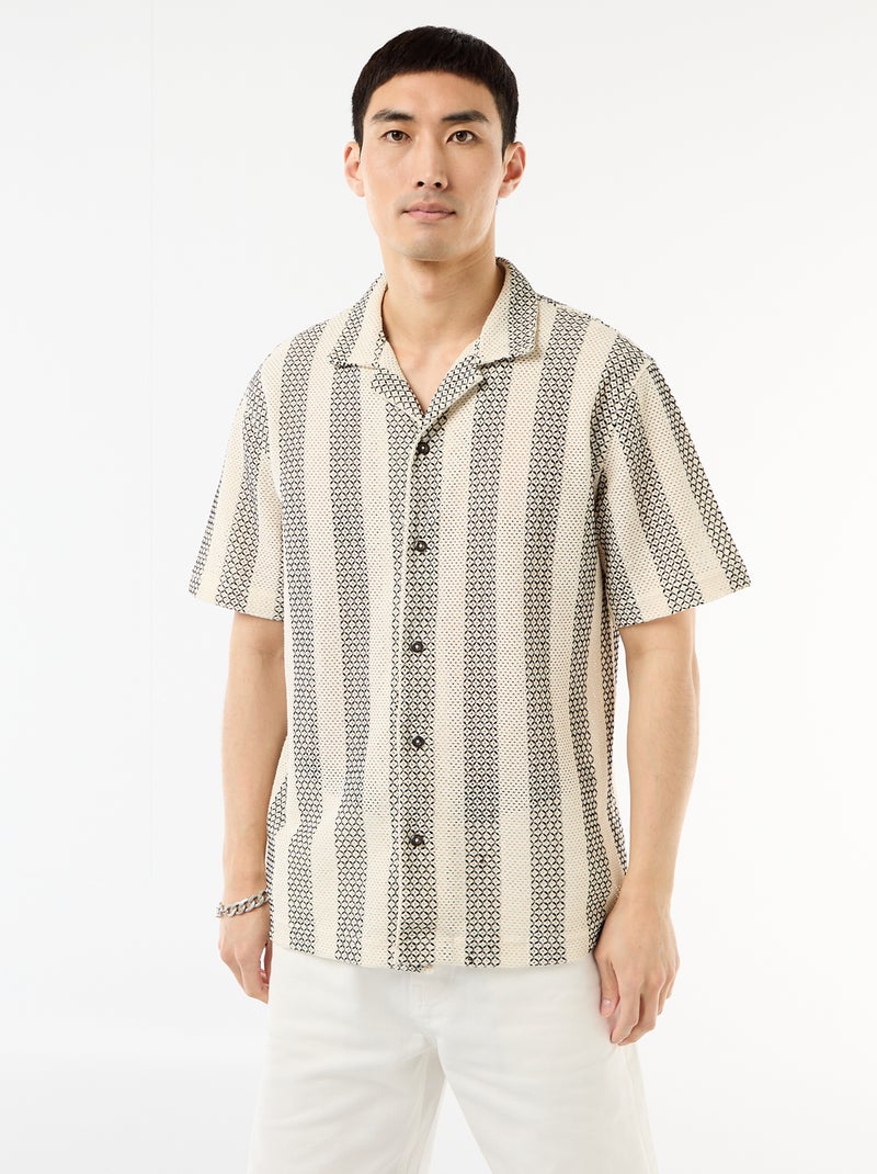 Camicia a maniche corte in maglia crochet Bianco - Kiabi