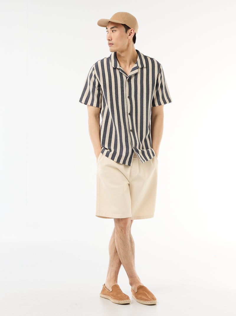 Camicia a maniche corte in maglia crochet Blu - Kiabi