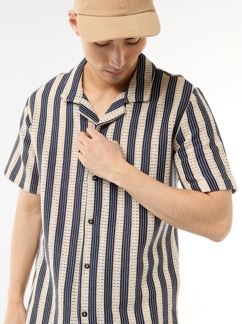 Camicia a maniche corte in maglia crochet Blu - Kiabi