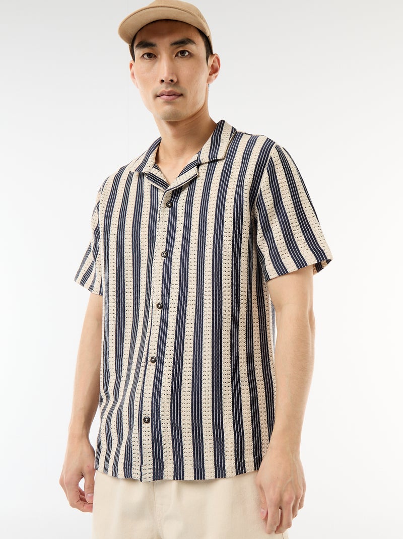 Camicia a maniche corte in maglia crochet Blu - Kiabi