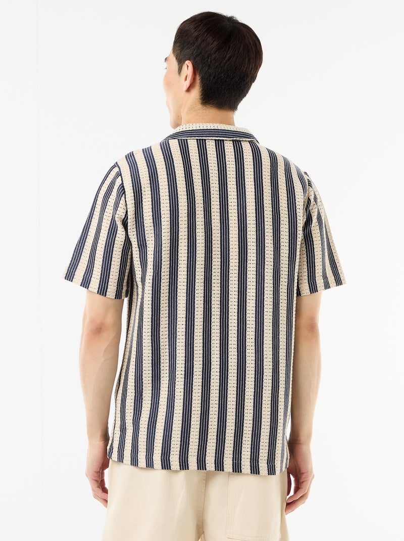 Camicia a maniche corte in maglia crochet Blu - Kiabi