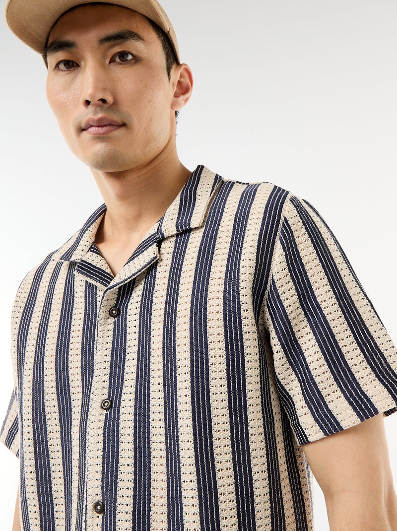 Camicia a maniche corte in maglia crochet Blu - Kiabi