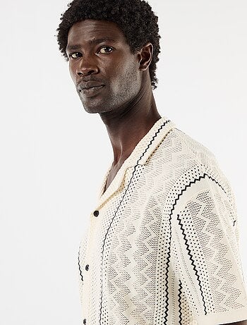 Camicia a maniche corte in maglia fantasia