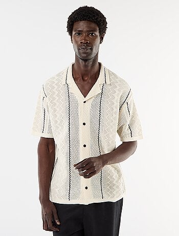 Camicia a maniche corte in maglia fantasia