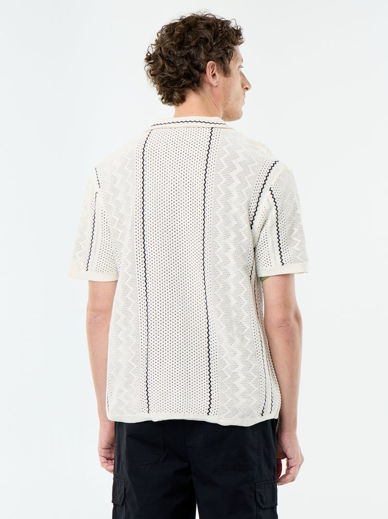 Camicia a maniche corte in maglia fantasia Beige - Kiabi