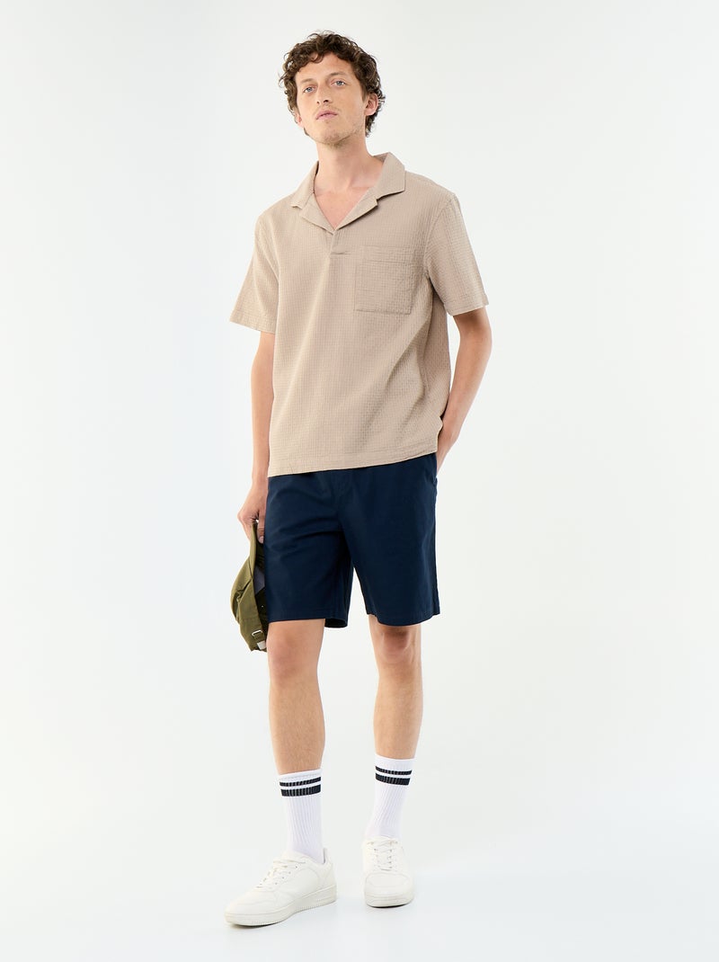 Camicia a maniche corte in maglia fantasia Beige - Kiabi