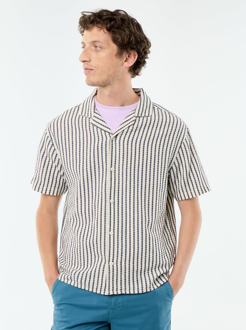 Camicia a maniche corte in maglia fantasia Bianco - Kiabi