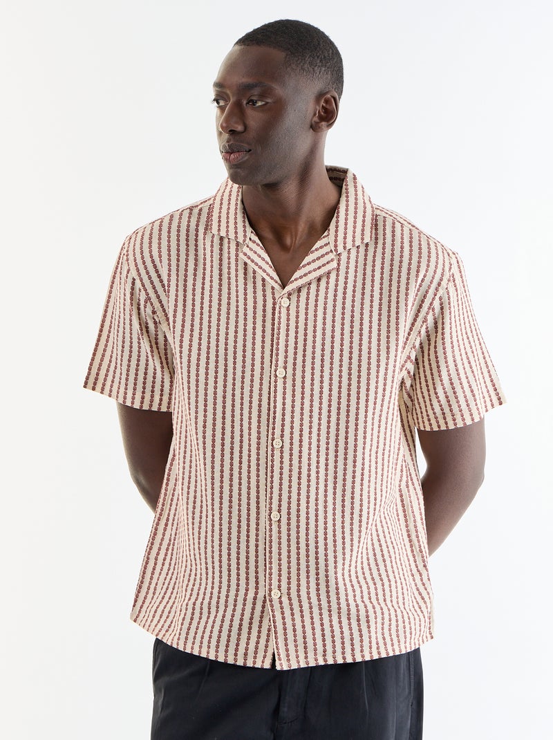 Camicia a maniche corte in maglia fantasia Bianco - Kiabi