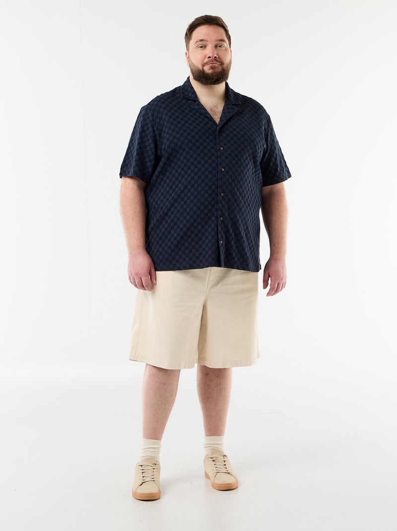 Camicia a maniche corte in maglia fantasia Blu - Kiabi