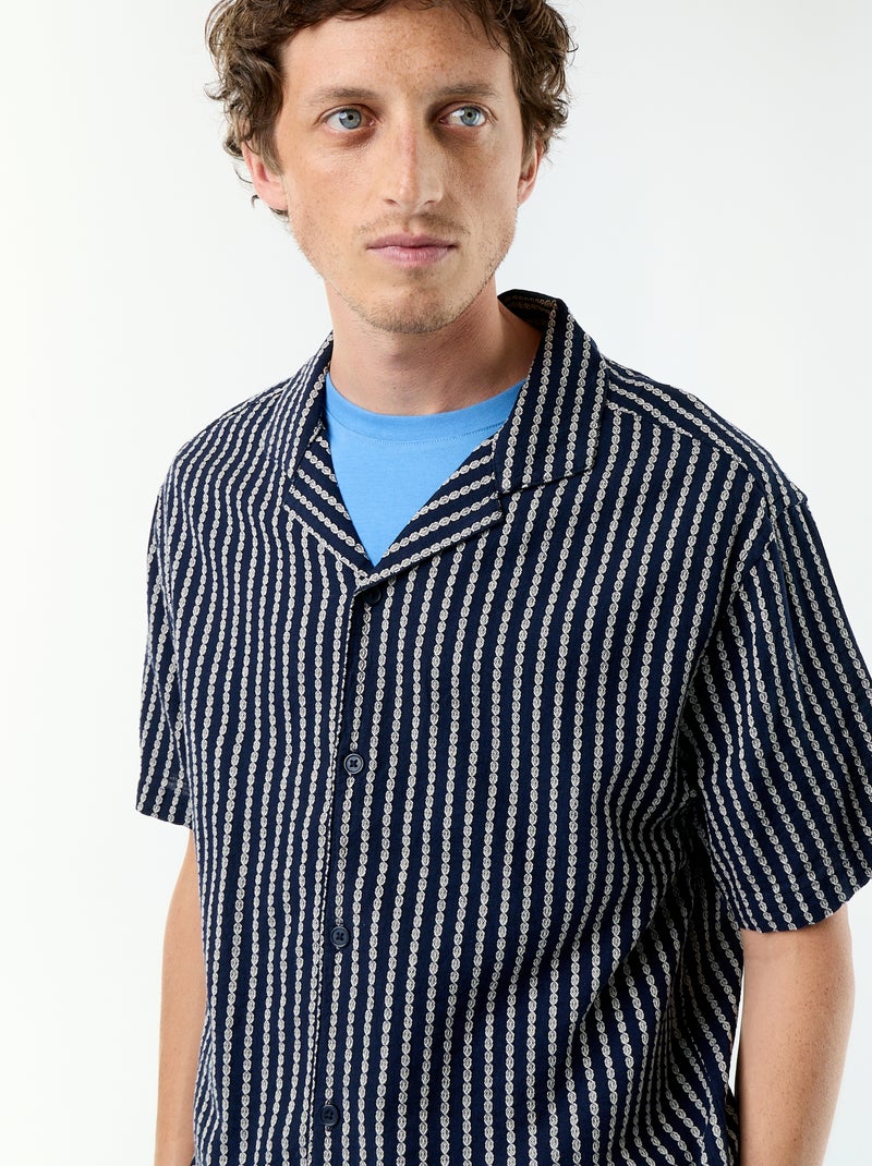 Camicia a maniche corte in maglia fantasia Blu - Kiabi