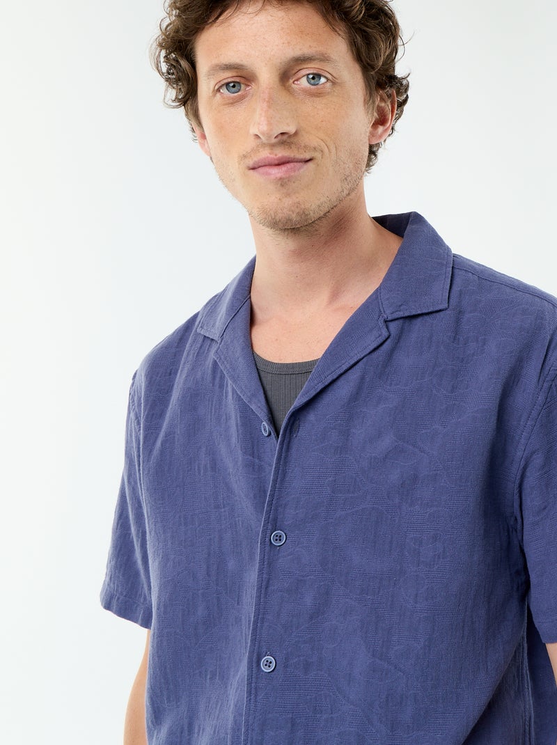 Camicia a maniche corte in maglia fantasia Blu - Kiabi