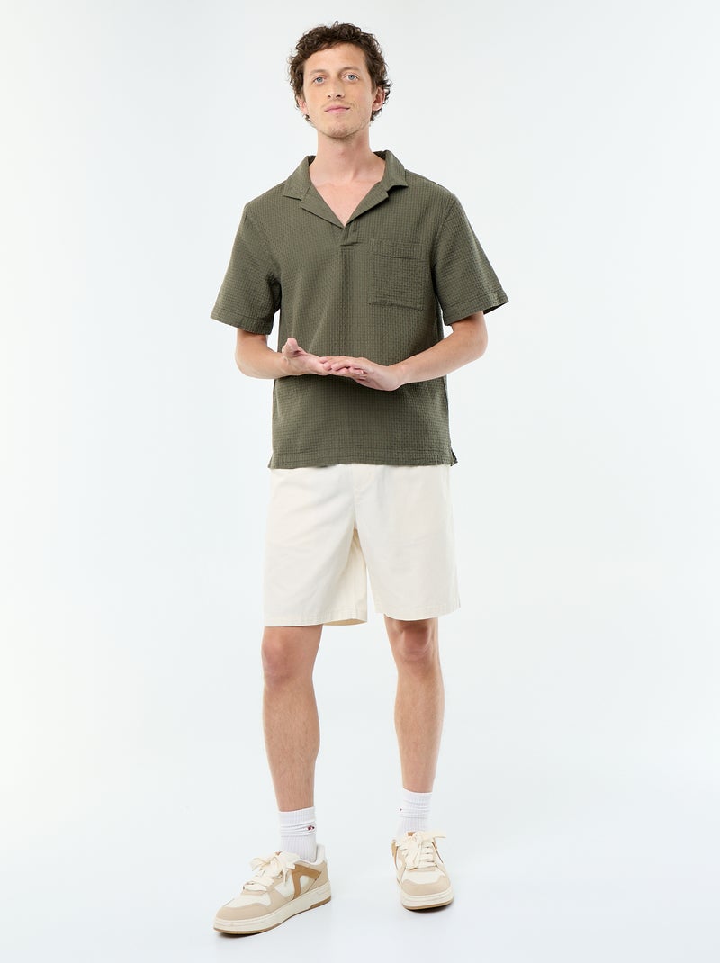 Camicia a maniche corte in maglia fantasia Kaki - Kiabi