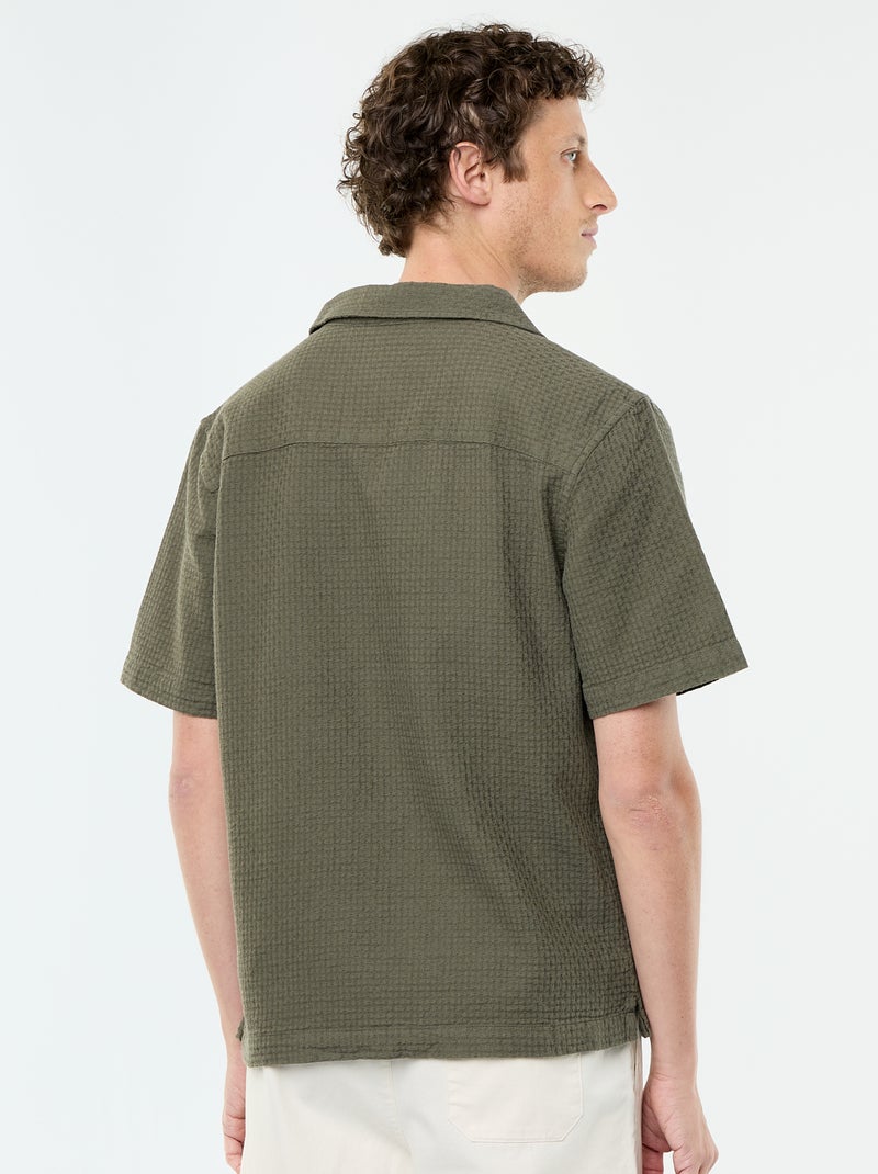 Camicia a maniche corte in maglia fantasia Kaki - Kiabi
