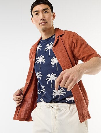 Camicia a maniche corte in maglia fantasia