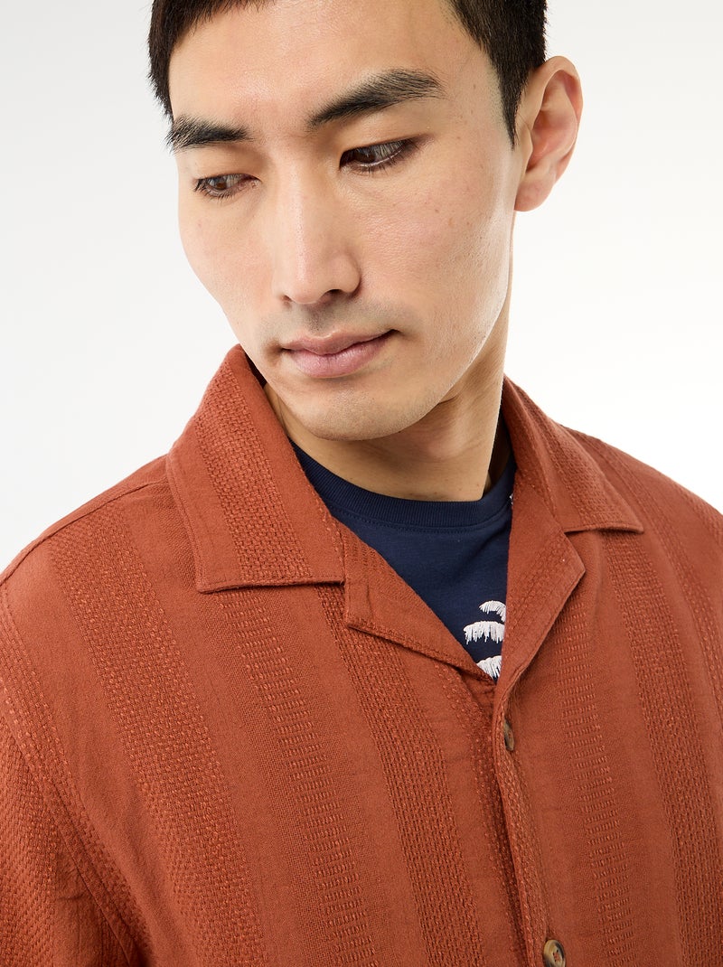 Camicia a maniche corte in maglia fantasia Marrone - Kiabi