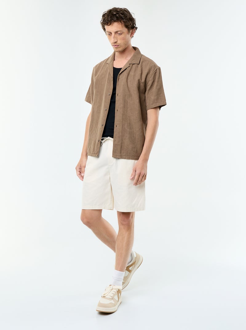 Camicia a maniche corte in maglia fantasia Marrone - Kiabi