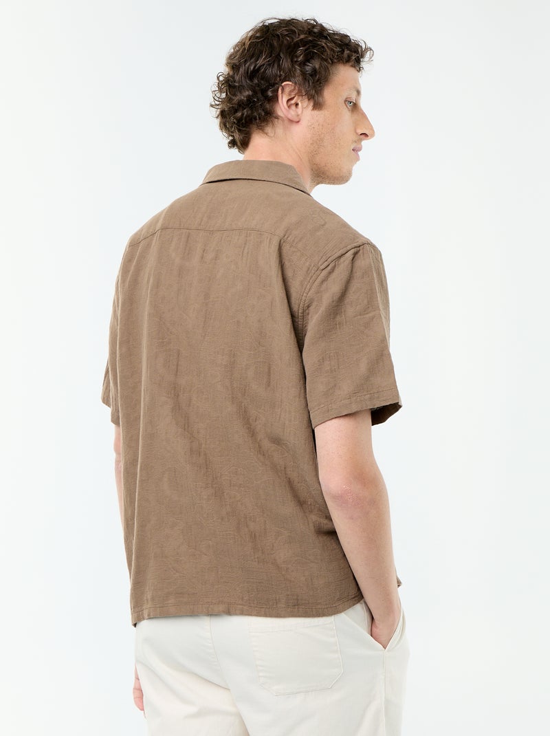 Camicia a maniche corte in maglia fantasia Marrone - Kiabi