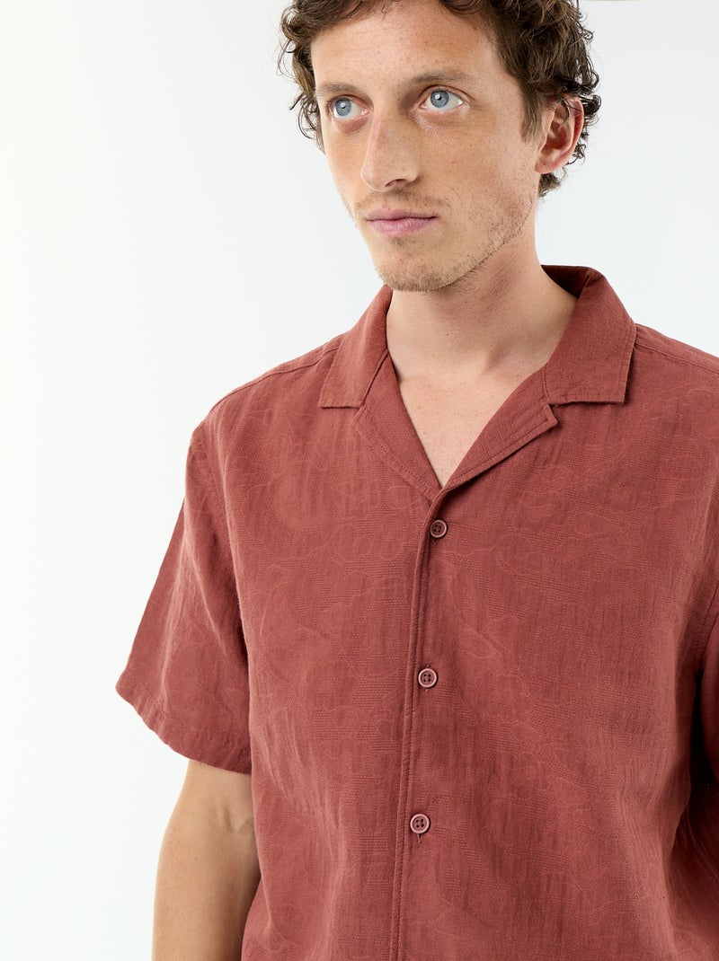 Camicia a maniche corte in maglia fantasia Marrone - Kiabi