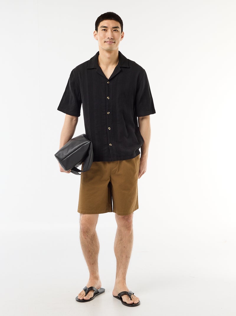 Camicia a maniche corte in maglia fantasia Nero - Kiabi