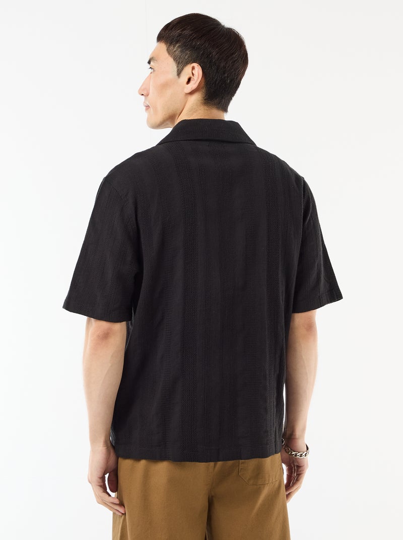 Camicia a maniche corte in maglia fantasia Nero - Kiabi