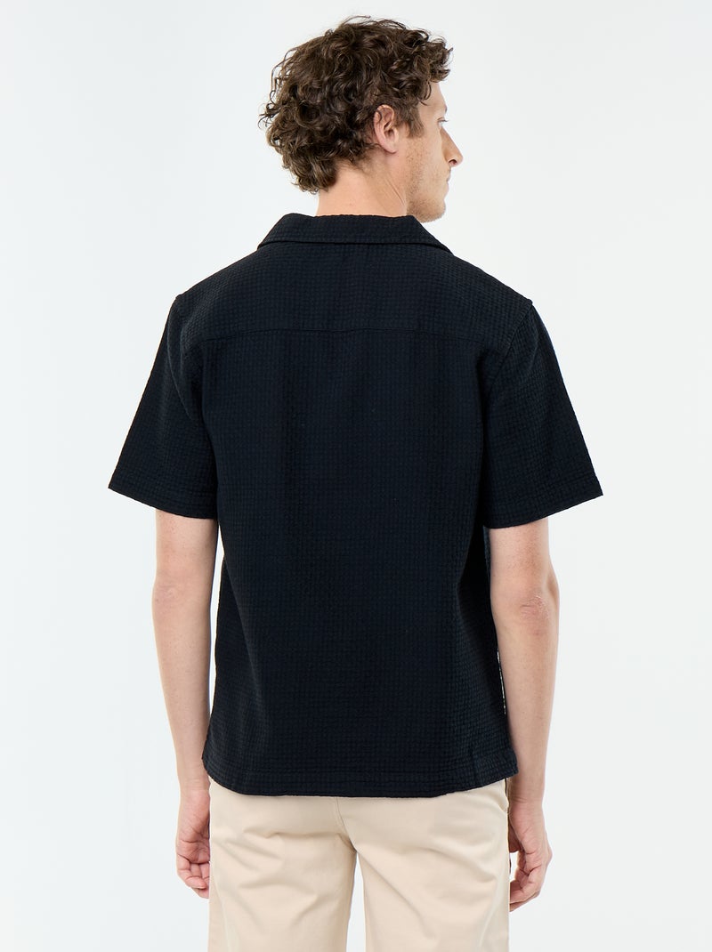 Camicia a maniche corte in maglia fantasia Nero - Kiabi