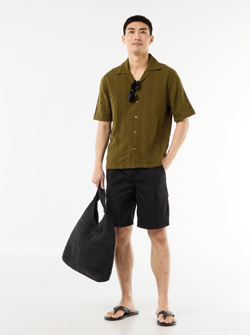 Camicia a maniche corte in maglia fantasia Verde - Kiabi