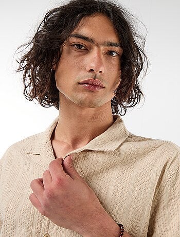 Camicia a maniche corte in maglia goffrata
