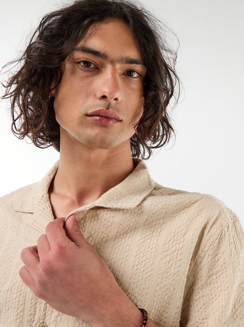 Camicia a maniche corte in maglia goffrata - Kiabi