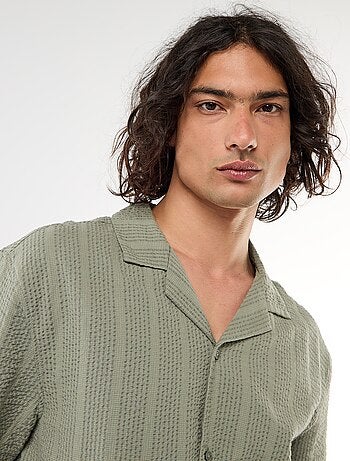 Camicia a maniche corte in maglia goffrata