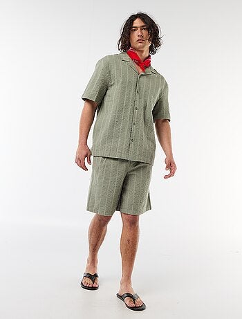 Camicia a maniche corte in maglia goffrata