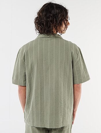 Camicia a maniche corte in maglia goffrata